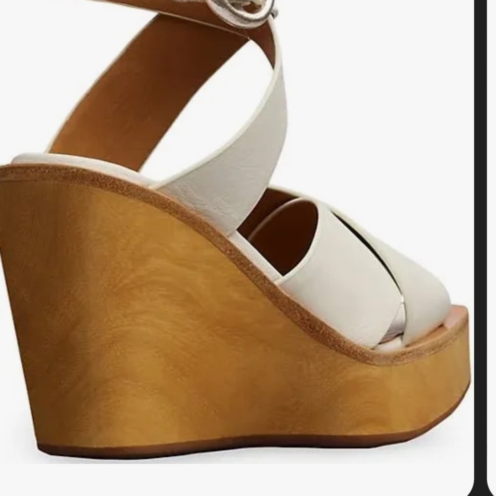 Rag & Bone Santiago Wedge Sandals Sz 40 Antique White, New,Cross-Strap Platform - Picture 4 of 12